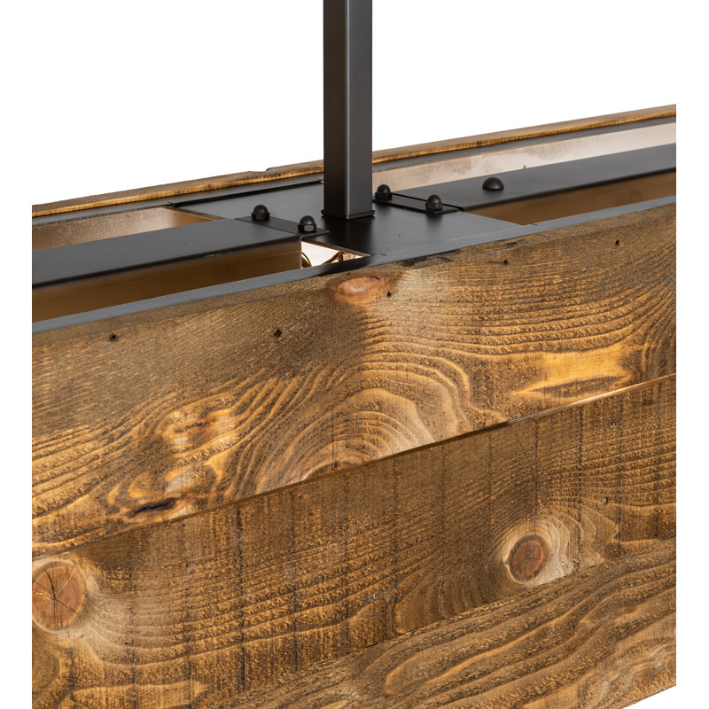 Reclaimed Wood and Bronze 12-Light Island Pendant