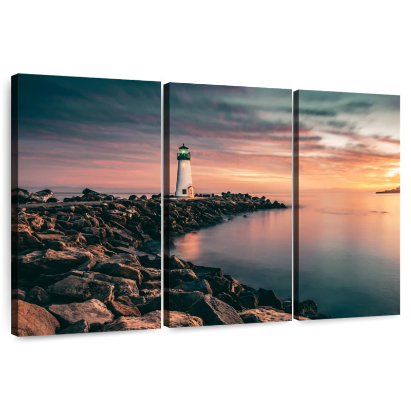 Lighthouse pastel sunset Aletra, H 20 po x l 33 po