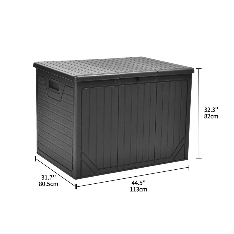 Boîte de rangement pour terrasse verrouillable en résine de 260 gallons Edrosie Inc, Black, 260 gallons