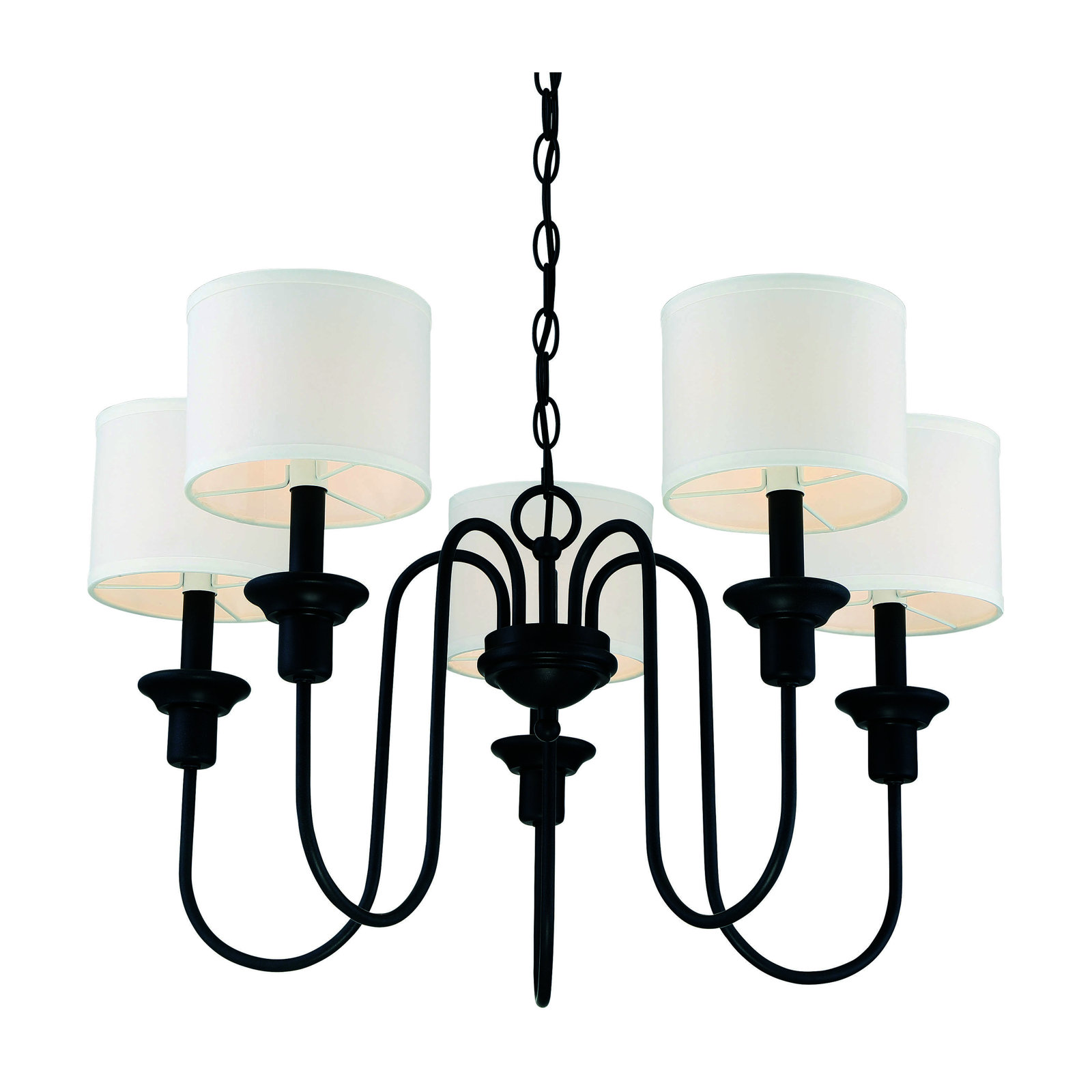 5 - Light Metal Dimmable Chandelier, Aged Iron