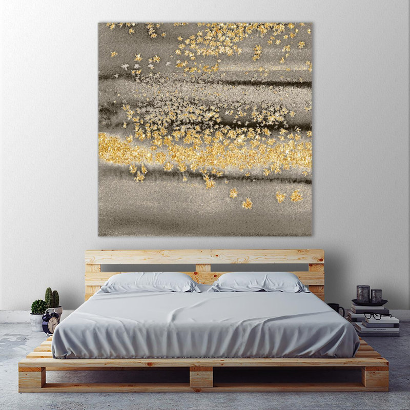 «Gold Winds Square Iii», reproduction d'art sur toile géante 54 po x 54 po