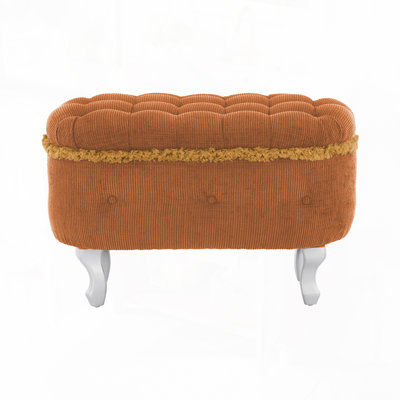 Orange 29.5'' Fabric Upholstered Storage Ottoman Bench For Bedroom, Entryway, Or Cloakroom | Gift Idea