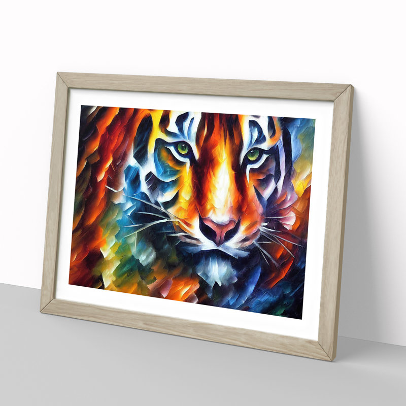Tiger Painting Vol.2 Abstract - Single Picture Frame Print, 46cm H x 64cm W x 2cm D, Oak Framed