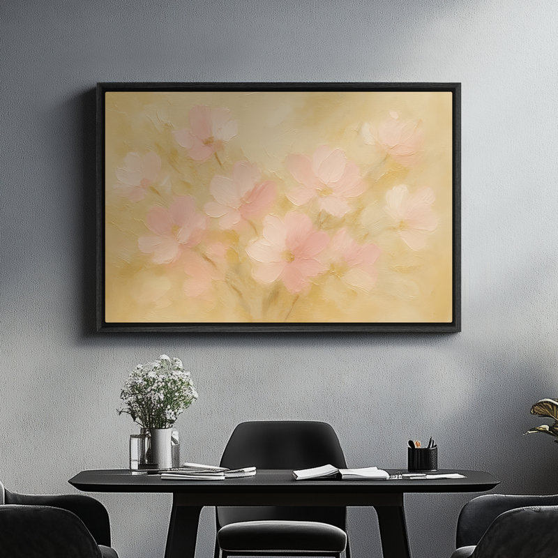 Art mural encadré, impressions florales pour chambre à coucher - 16 po x 24 po, H 16 po x l 24 po, Noir