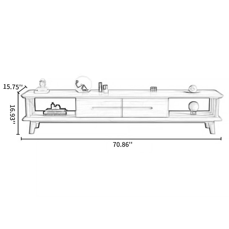 Crédence de rangement, Brun / blanc, H 16,93 po x L 70,86 po x l 15,75 po