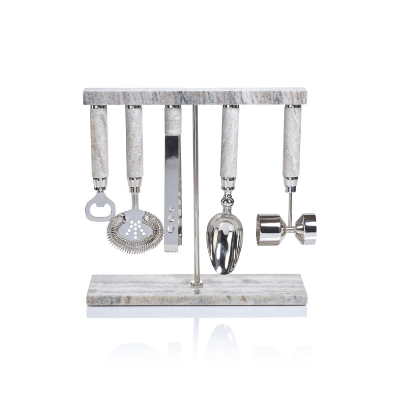 Marbella 5-Piece Bar Tool Set, Marble