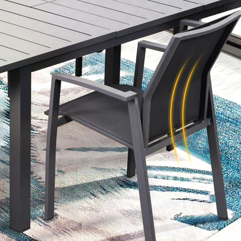 Set Of 4 Aluminum Patio Dining Chairs, 22.44 Inches Width Fully Assembled Stackable Grey Outdoor Chairs