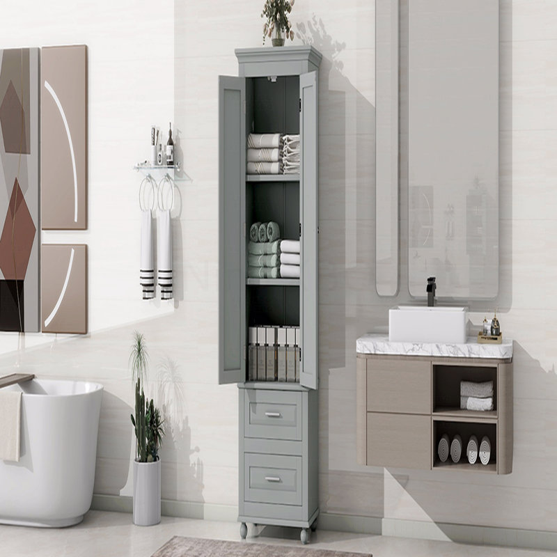 Tall Storage Cabinet With Two Drawers