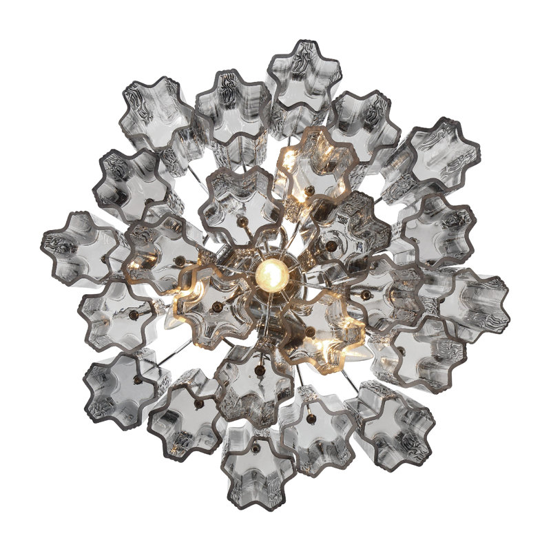 Arras Dimmable Tiered Chandelier, 13.75" H x 17.75" W x 17.75" D, Polished Chrome, Black