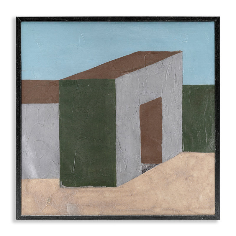 «Rustic Desert Building», art de la giclée encadrée par Michael Willett, H 12 po x l 12 po, Estampe numérique Farmhouse