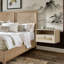 Table de chevet flottante avec tiroir, table de chevet murale en rotin et en bois, table de bout de style maison de campagne de style boho avec tablette pour la chambre à coucher