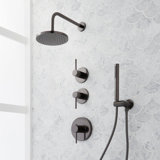 Lexia Thermostatic Shower System with Rain Shower Head, Hand Shower, Hose, Valve Trim and Diverter