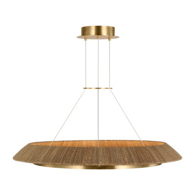 Sean Lavin Noa Large LED Ring Chandelier in Bronze with Washed Black Sea Grass shade