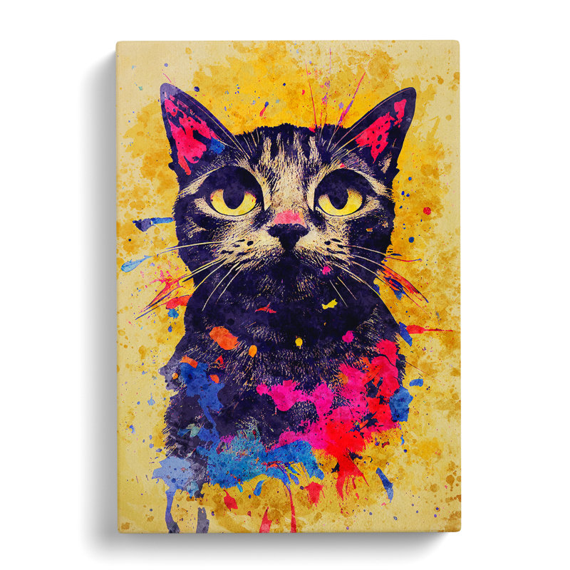 Catt Paint Splash No.1 - Print, Wrapped Canvas, 50cm H x 35cm W x 3cm D, No Matte