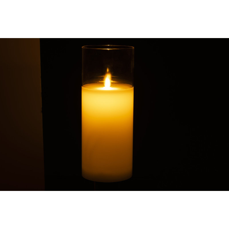 Unscented Flameless Candle with Glass Holder, 25cm H x 10cm W x 10cm D, Transparent