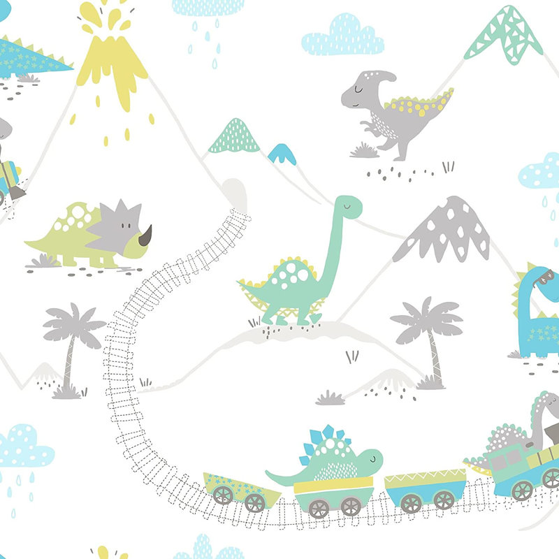 Make Believe Dino Town 10m x 53cm Matte Wallpaper Roll