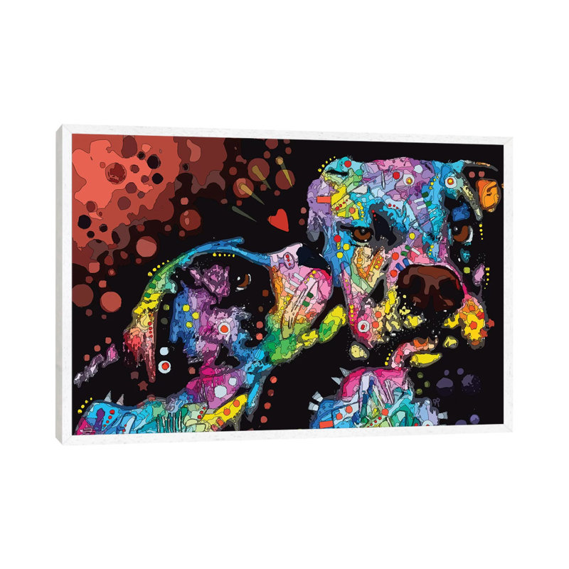It's Just Puppy Love by Dean Russo - Print on Canvas, 45.72cm H x 66.04cm W x 3.81cm D, White Framed