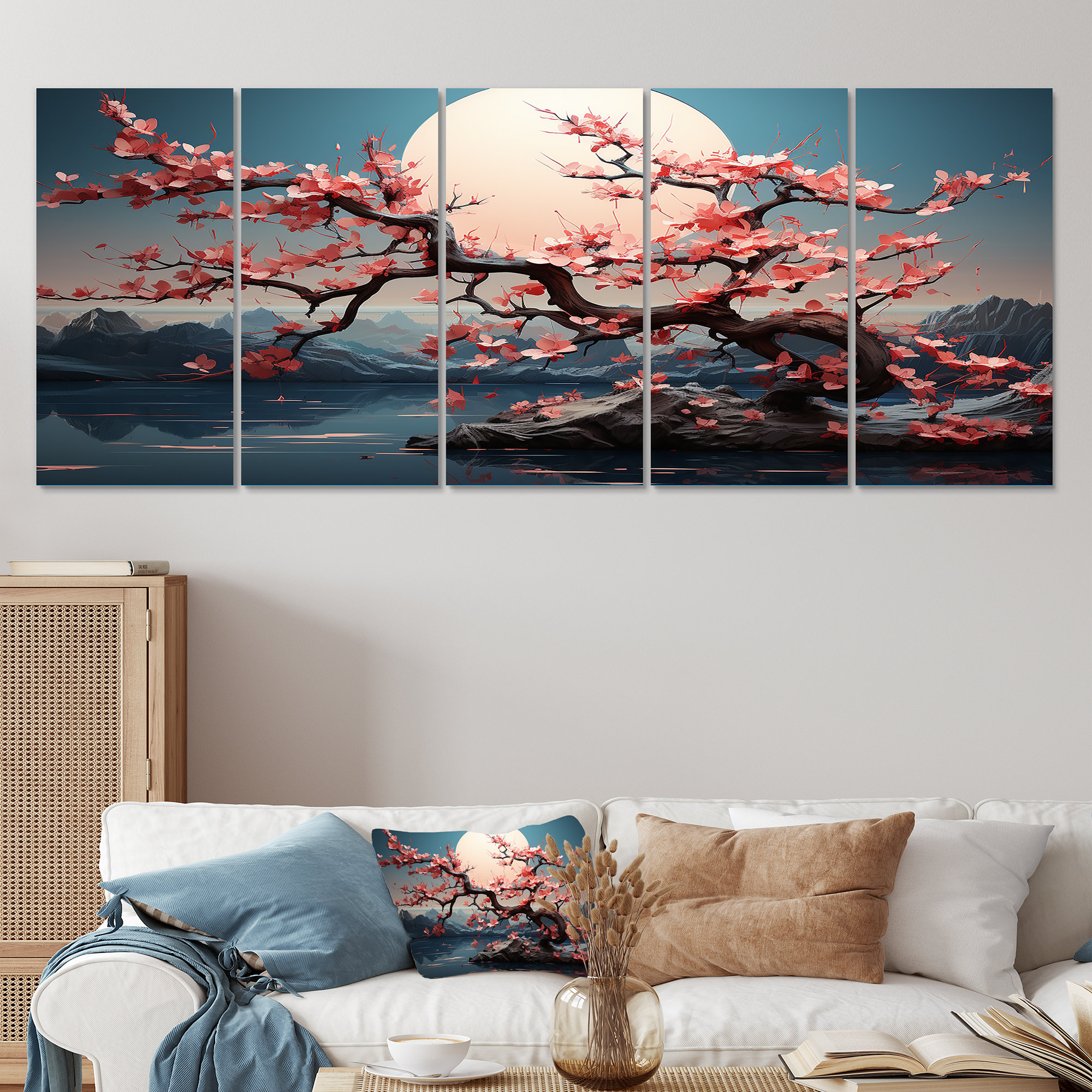 Lark Manor™ Pink Cherry Blossom Twilight Japan Landscape - Romantic ...