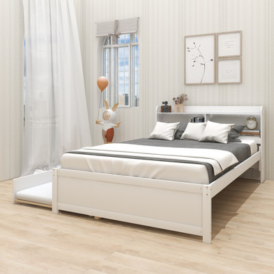 Lit plateforme double en bois massif