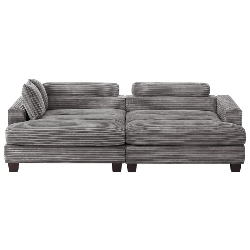 Arnitra 88" W Adjustable Back Height Upholstered Sofa, Gray Corduroy