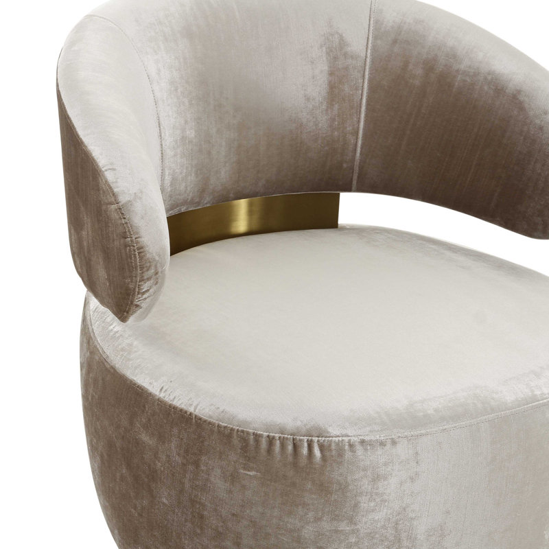Upholstered Barrel Chair, Champagne Velvet