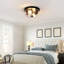 10.6 In. 2-light Black Flush Mount With Seeded Glass Shade