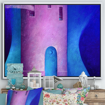 Blue Fantasy Door In Old Purple Tower - Painting on Canvas