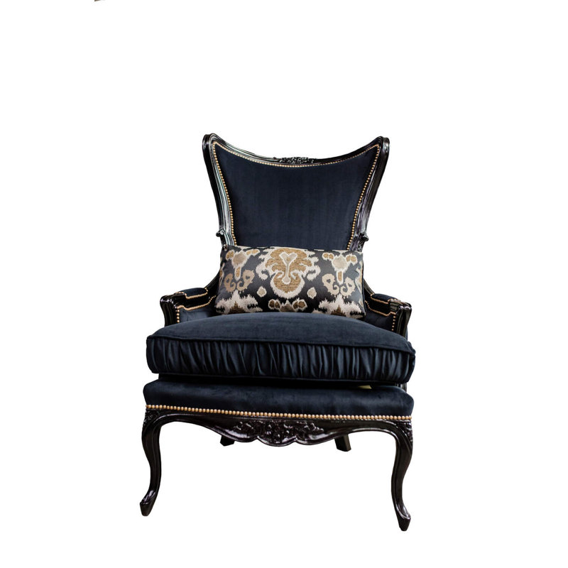 Leather Wingback Chair, Ebony, Natural, Bristol 5410