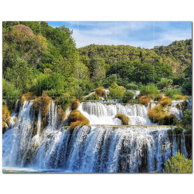 Waterfalls Photo 12'' x 12'' Satin Ceramic Decorative Mural -  Picture-Tiles.com, PT501122-54XL