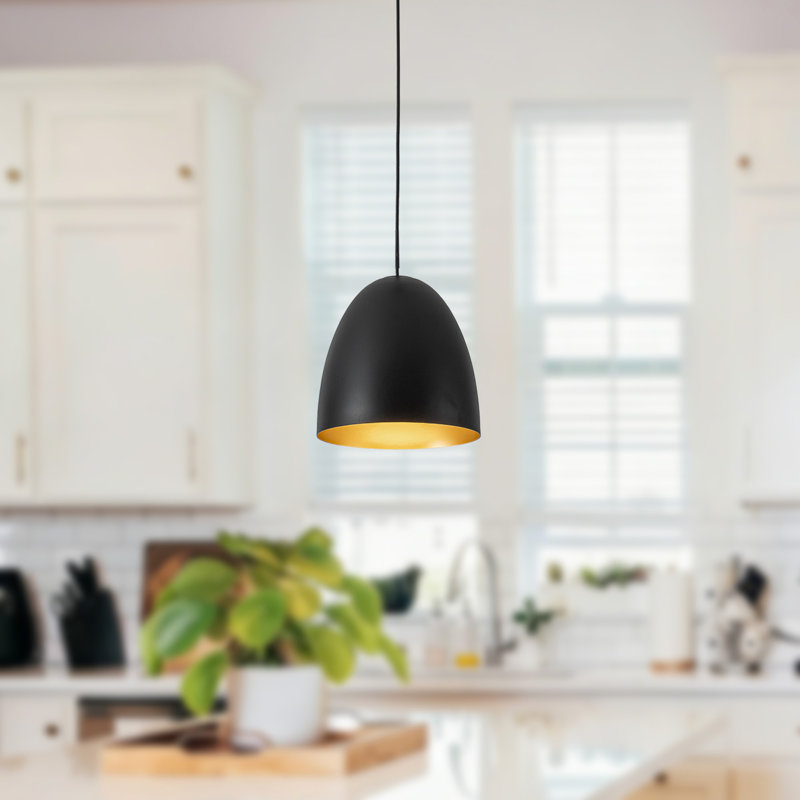 Yarrow 5-in Black Dimmable LED Pendant