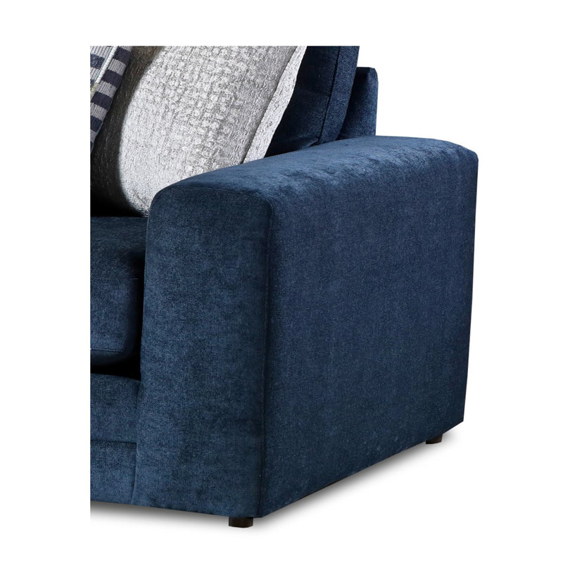 Canapé à accoudoirs carrés 98 po avec coussins réversibles, Jacquard