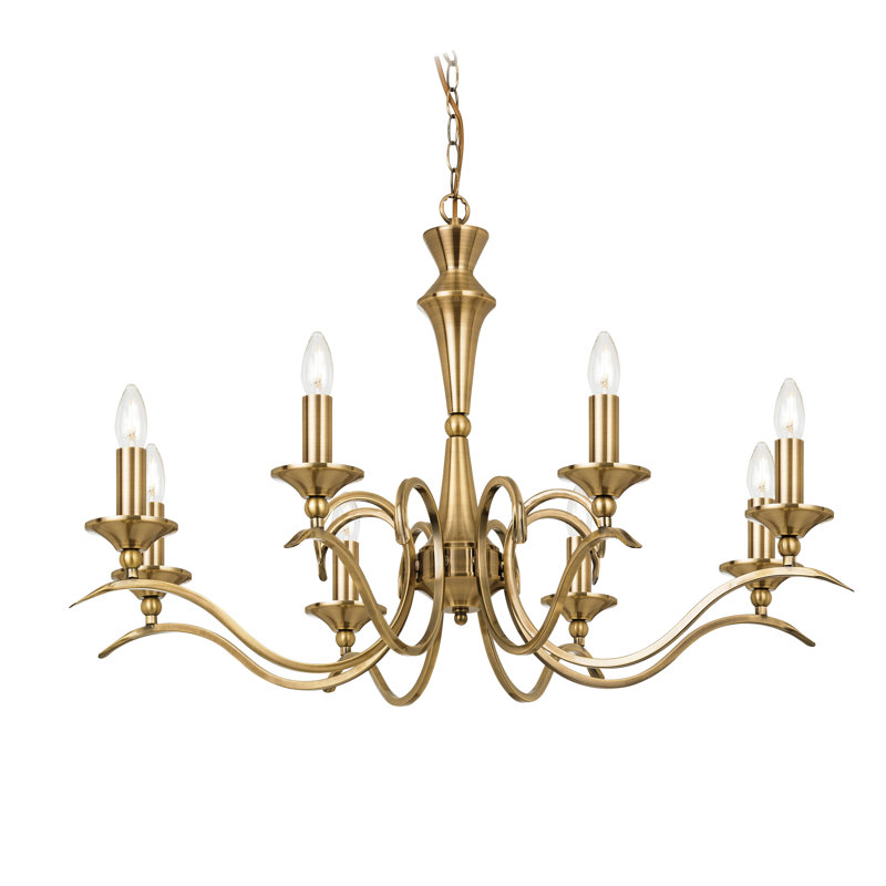 Barry 8 - Light Candle Style Chandelier, Antique Brass