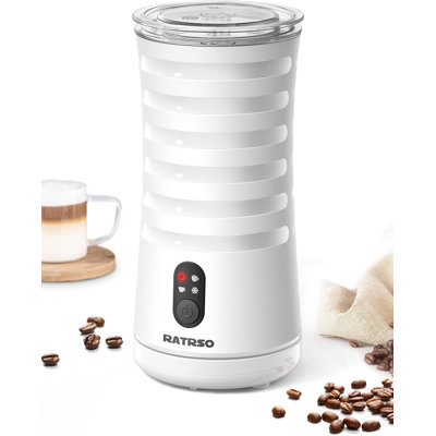 Mousseur à lait, machine à mousse souple à vapeur électrique Ratrso avec deux fouets pour mousser et chauffer le lait, multifonction 4 en 1 pour mousse chaude et froide, arrêt automatique et nettoyage facile, fonctionnement silencieux