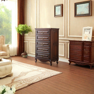 Simple Retro Style Teak Entrance Cabinet Solid Wood Accent Chest