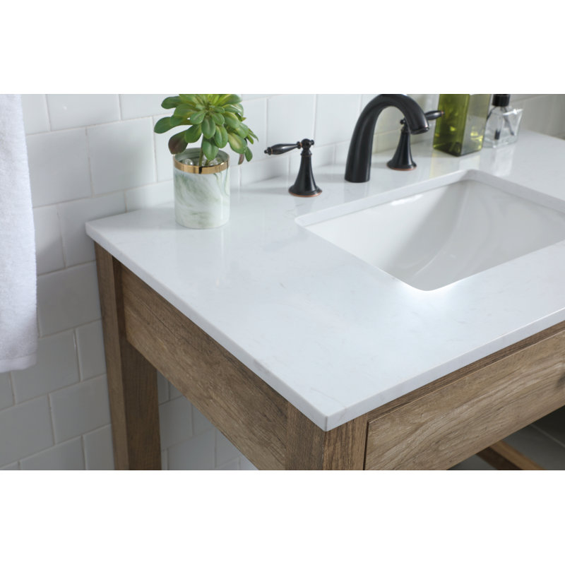 Hudson 36'' Single Bathroom Vanity with Engineered Marble Top, Natural Oak