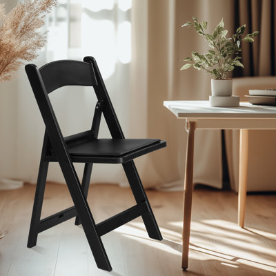 White Plastic Upholstered Folding Chairs(Set Of 4)