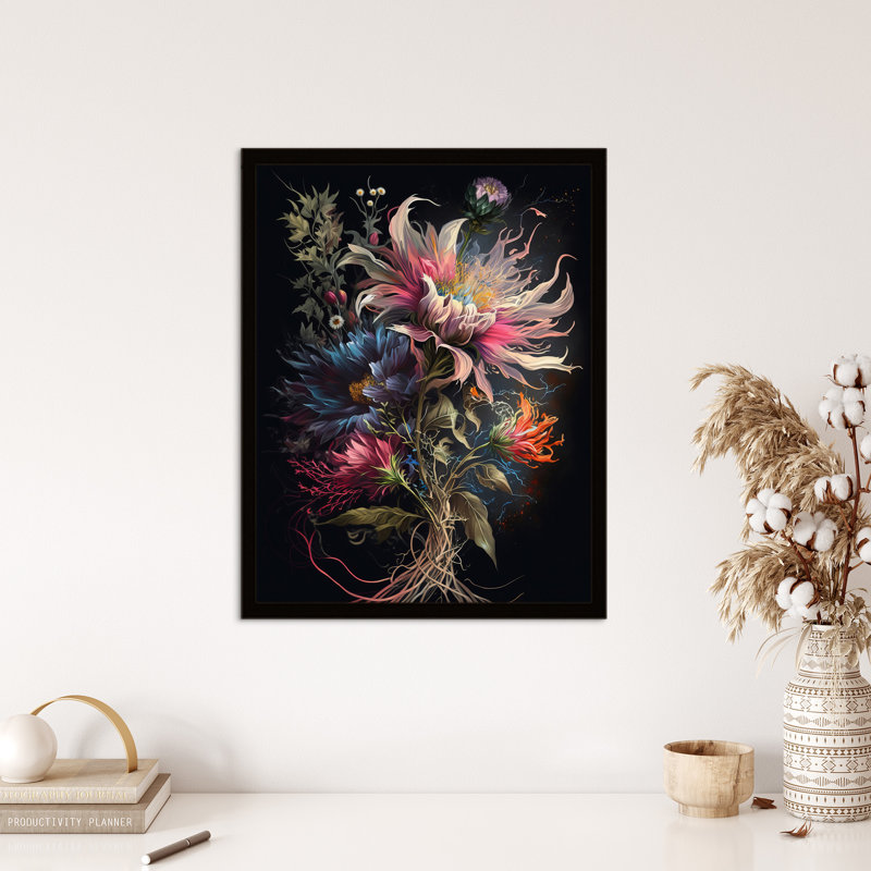 Elegant Wildflower Bouquet Floral Artwork Colourful Blooms - Single Picture Frame Print