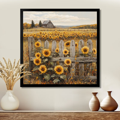 Donara Sunflowers Beside The Farm Fence V - Art mural tournesols