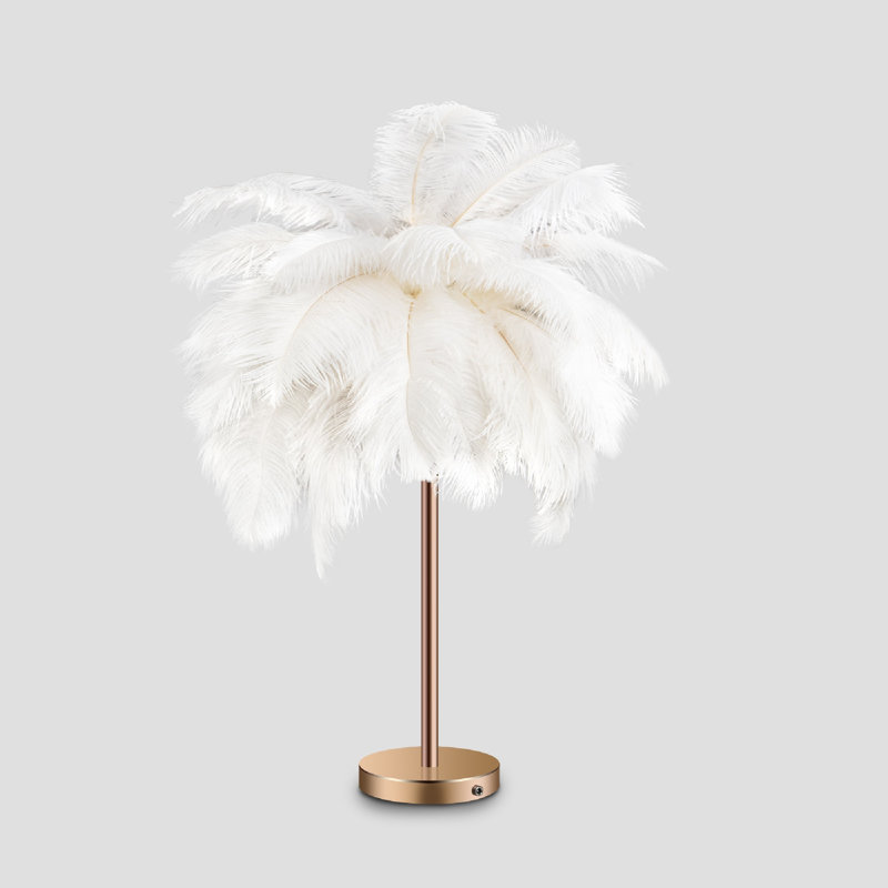 LED Feather Table Lamp With Touch Switch, White