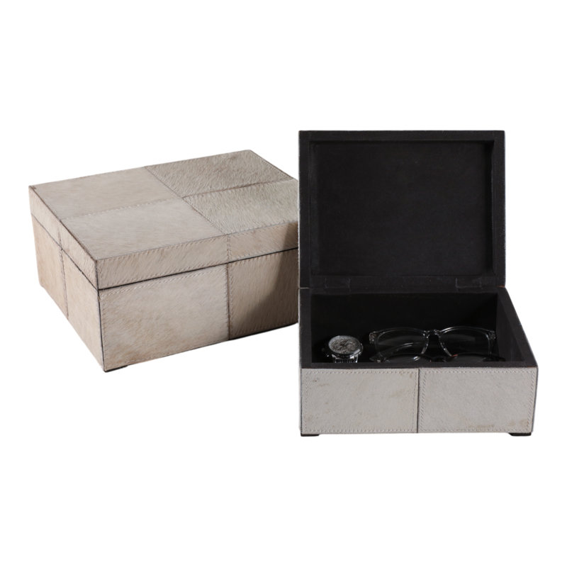 Boîtes décoratives à motif de courtepointe avec couvercle pour la décoration intérieure - Boîte de rangement moderne idéale pour la chambre, les souvenirs ou les photos - Lot de 2, 30 cm