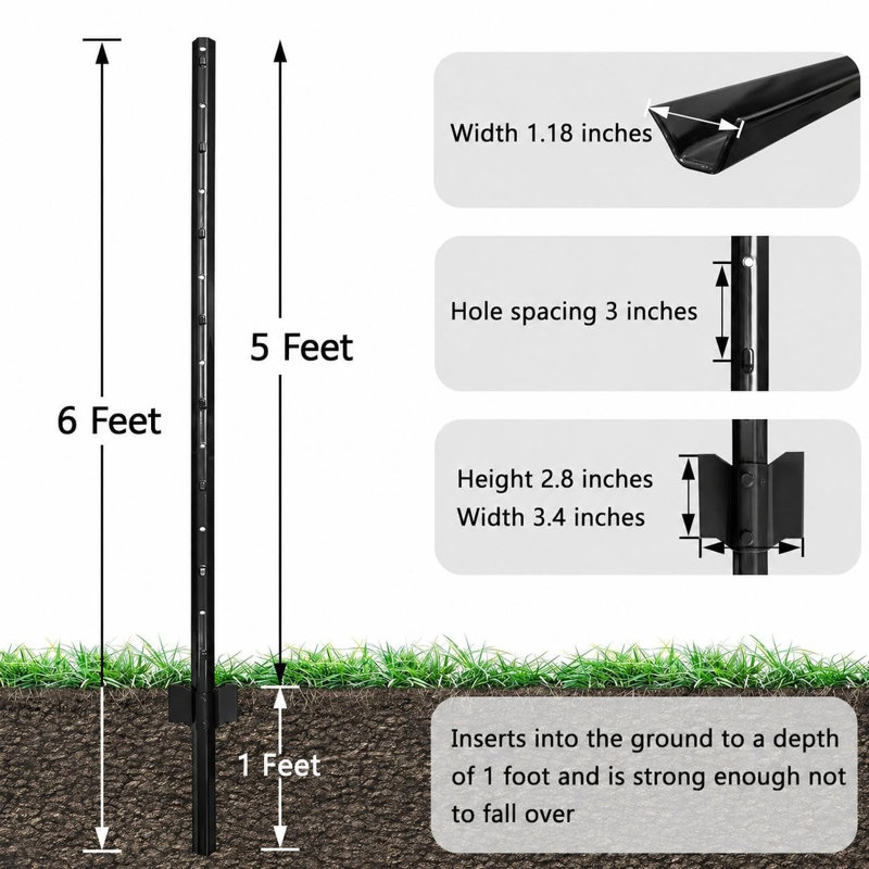 1 cm W Gate Fencing, 180cm H x 1cm W, Black