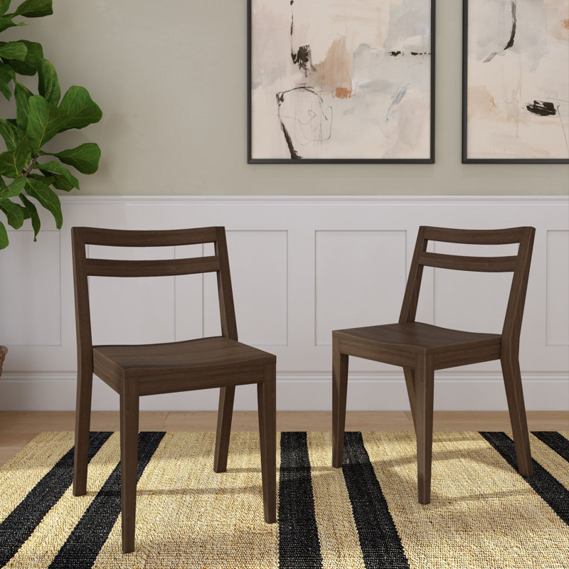 Brevard Slatted Solid Wood Side Chair, Walnut