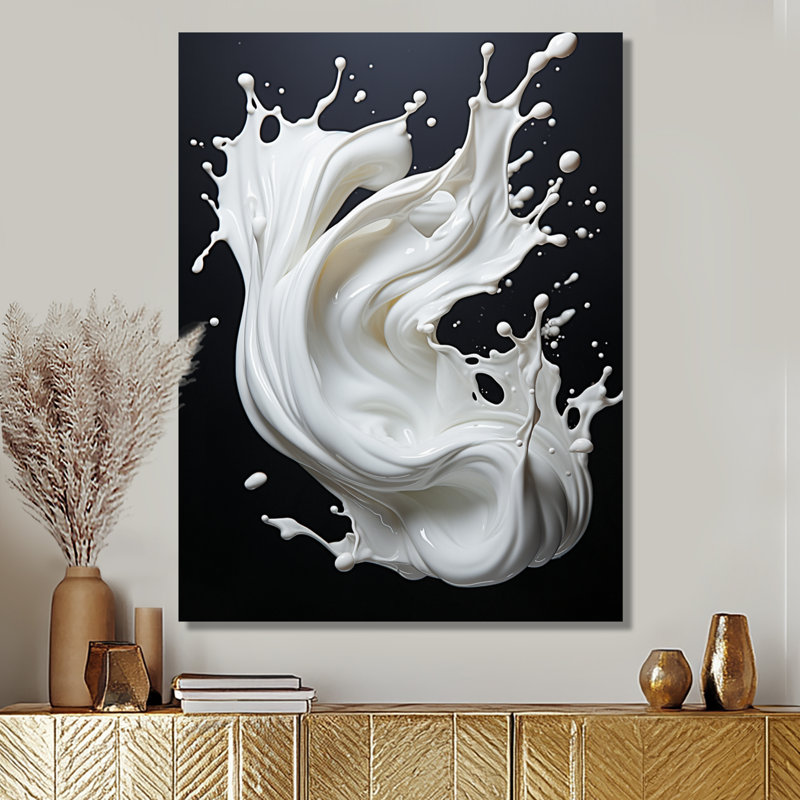 Art liquide noir et blanc - encre liquide, art mural abstrait, H 32 po x l 24 po x P 1 po, Toile tendue