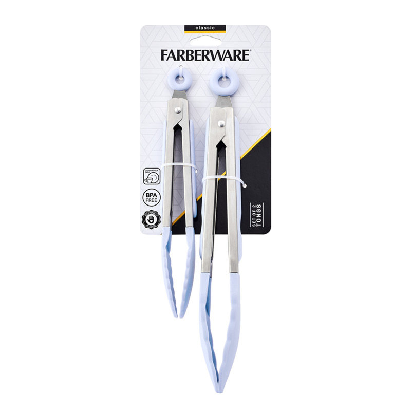 Farberware Classic Silicone Head Tongs, Lavender cream