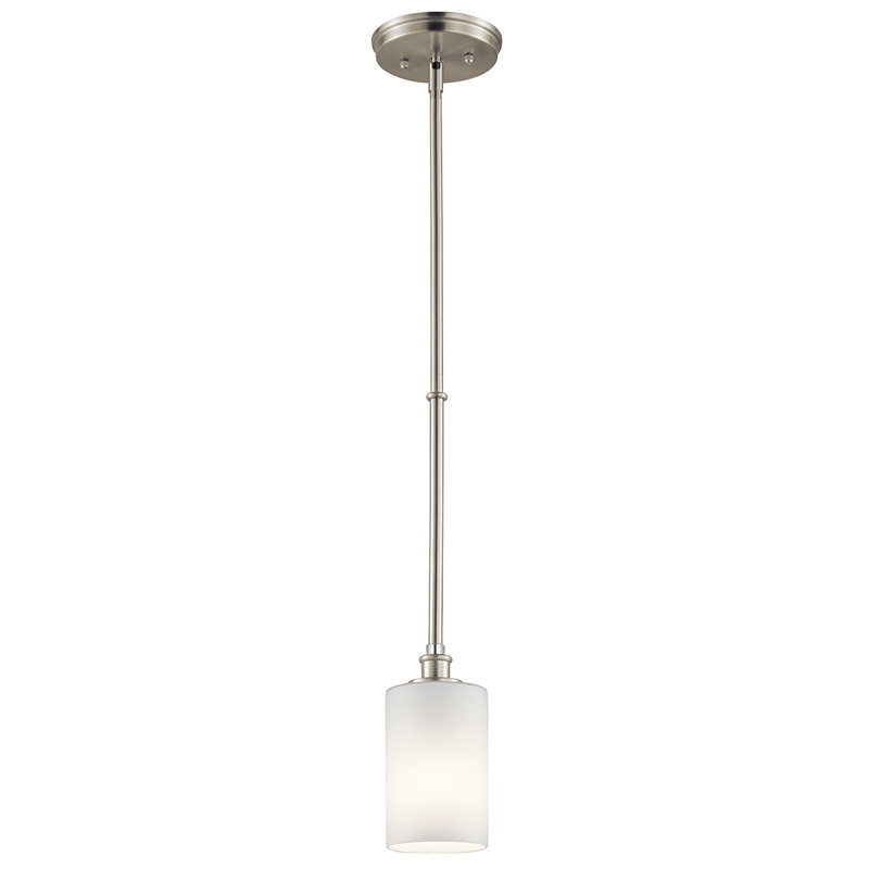 Luminaire suspendu cylindrique à 1 lumière Clara, Nickel brossé