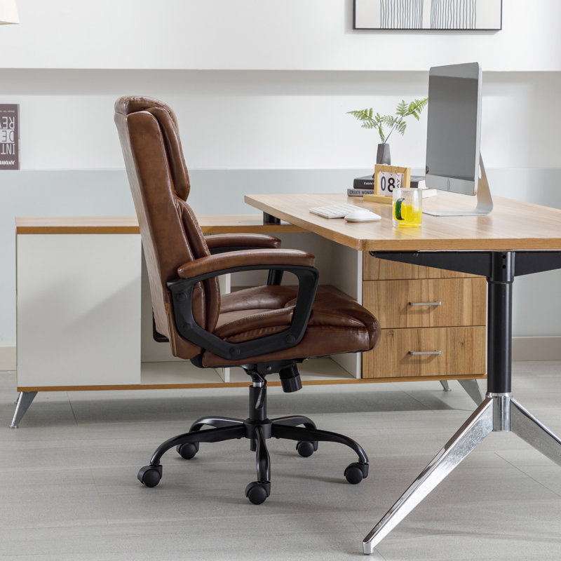 Cyrelle Ergonomic Executive Chair 350LB Big and Tall Heavy Duty Design,High Back Lumbar Back Support, Brown