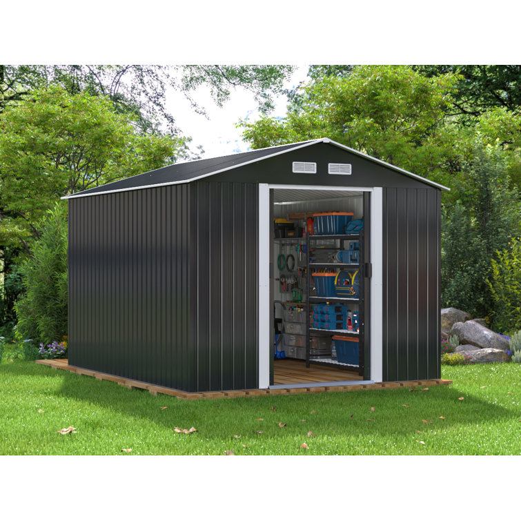 8 Ft. W X 10 Ft. D Outdoor Galvanized Steel Storage Shed