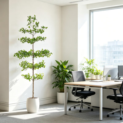 Artificial Black Olive Tree 6Ft – Faux Shady Lady Tree With Natural Wood Branches And Realistic Green Leaves, 6 Feet Tall Potted Fake Olive Tree For Indoor Home Or Office Decor