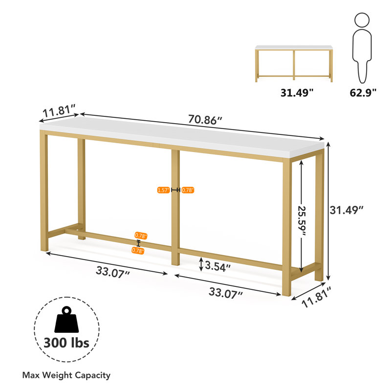 Heeter 71'' Console Table, White