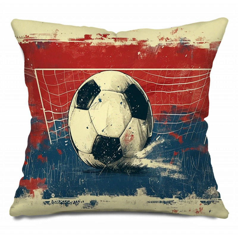 Coussin Trendy, Rouge / beige / bleu marine, H 16 po x l 16 po